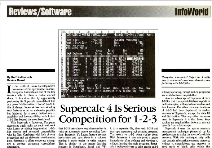 SuperCalc 4 Article